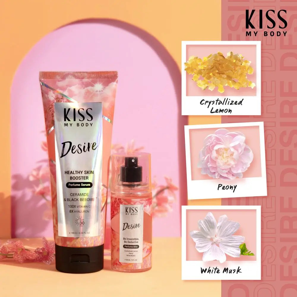 "كريم سيروم كيس ماي بودي هيلثي سكين بوستر برفيوم بمعامل حماية SPF30 PA+++ ديزاير، بوزن 180 جم، يجمع بين العناية بالبشرة والعطر، غني بمعامل حماية SPF30 للحماية من الأشعة فوق البنفسجية، يرطب البشرة ويغذيها مع ترك رائحة عطرة تدوم طويلاً."
نايس ون
امازون
"Kiss My Body Healthy Skin Booster Perfume Serum SPF30 PA+++ Desire, a 180g lightweight serum combining skincare and fragrance, enriched with SPF30 for UV protection, hydrating and nourishing the skin while leaving a pleasant, long-lasting scent."
