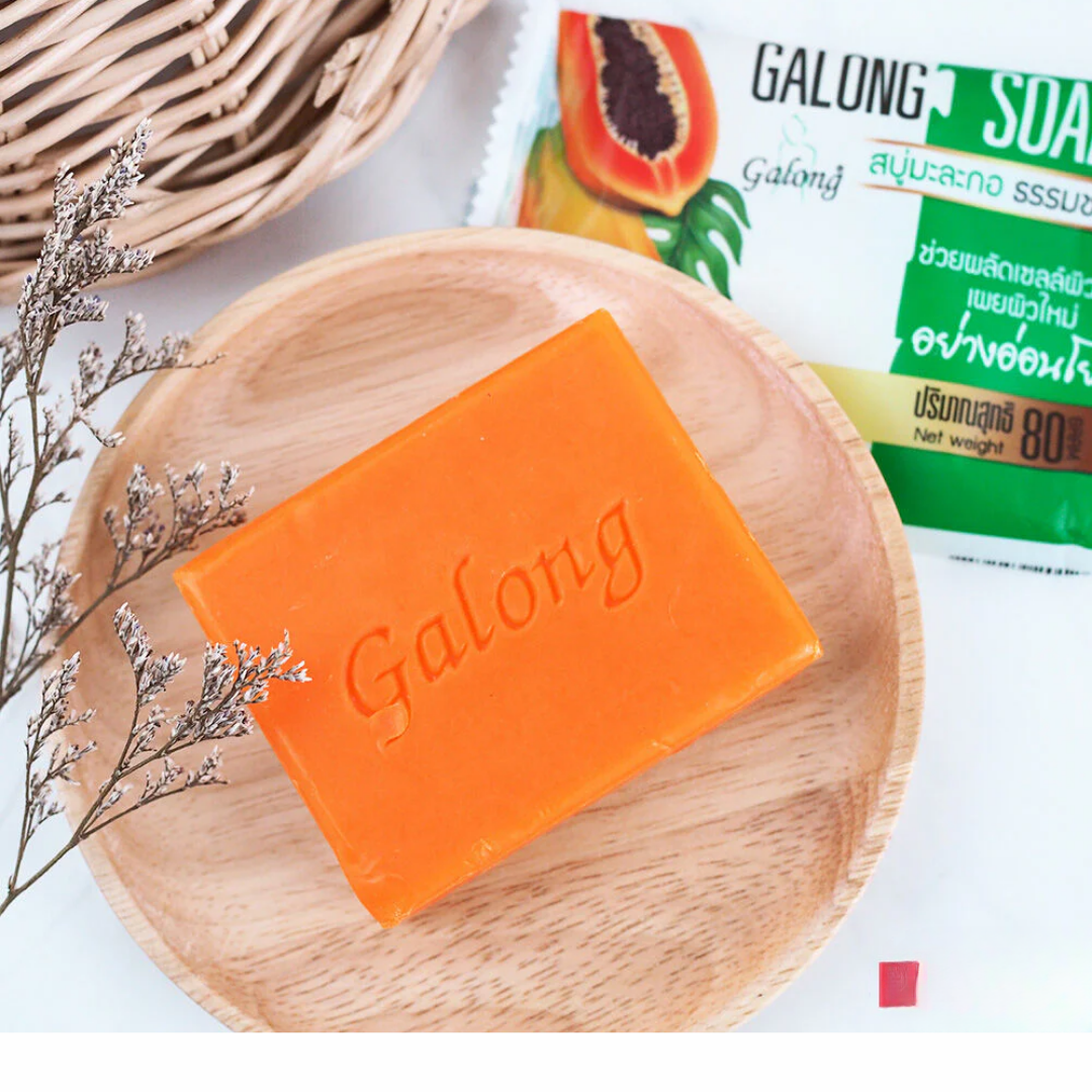 Galong Natural Papaya Soap Bar (80g) - صابونة غالونغ البابايا الطبيعية Goodthings.bkk