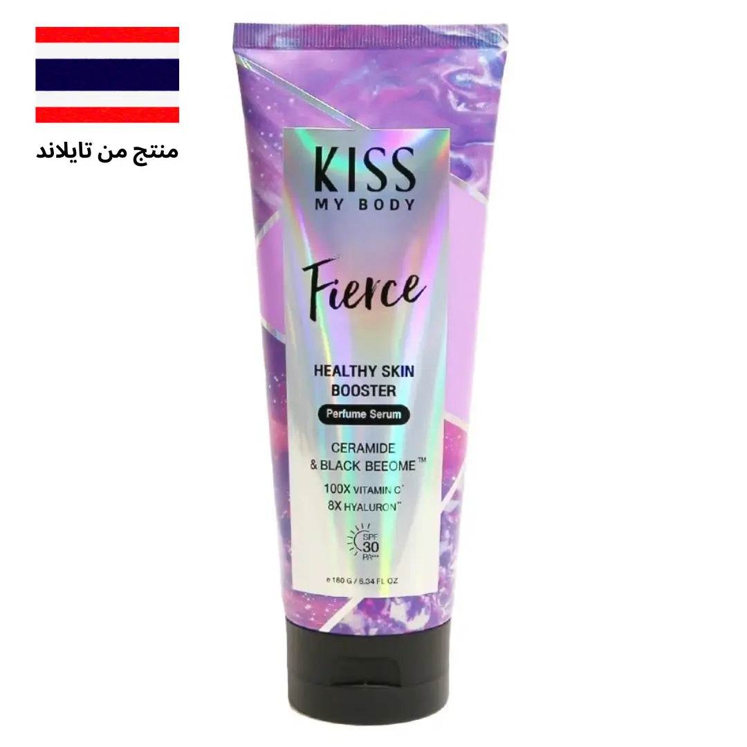 "كريم سيروم كيس ماي بودي هيلثي سكين بوستر برفيوم بمعامل حماية SPF30 PA+++ فيرس، بوزن 180 جم، يجمع بين العناية بالبشرة والعطر، غني بمعامل حماية SPF30 للحماية من الأشعة فوق البنفسجية، يرطب البشرة بعمق ويغذيها مع ترك رائحة جريئة تدوم طويلاً."
نايس ون
امازون
"Kiss My Body Healthy Skin Booster Perfume Serum SPF30 PA+++ Fierce, a 180g lightweight serum combining skincare and fragrance, formulated with SPF30 for UV protection, deeply hydrating and nourishing the skin while leaving a bold, long-lasting scent."