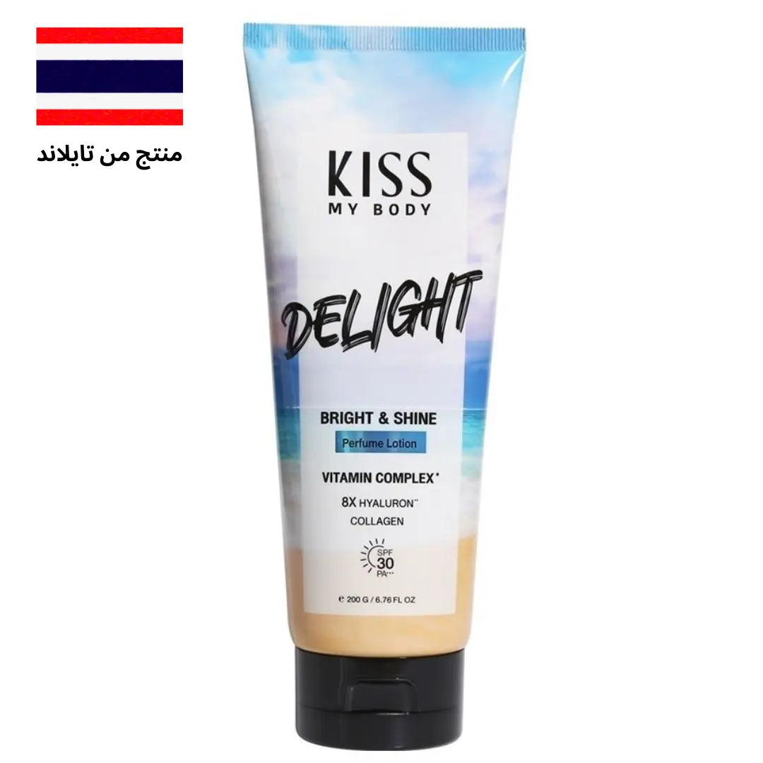 "لوشن كيس ماي بودي برايت شاين برفيوم بمعامل حماية SPF30 PA+++ ديلايت، بوزن 200 جم، يحتوي على خصائص تفتيح وترطيب، غني بمعامل حماية SPF30 للحماية من الأشعة فوق البنفسجية، يمنح البشرة إشراقة ونعومة مع رائحة منعشة ومبهجة."
نايس ون
امازون
"Kiss My Body Bright Shine Perfume Lotion SPF30 PA+++ Delight, a 200g brightening and moisturizing lotion, enriched with SPF30 for UV protection, leaving skin radiant, smooth, and lightly fragranced with a fresh, delightful scent."