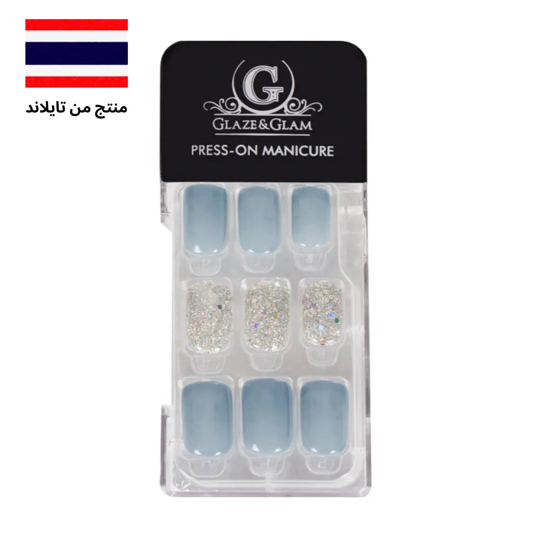 #PM0070 أظافر صناعية لصق ذاتي اللون الأزرق Goodthings.bkk