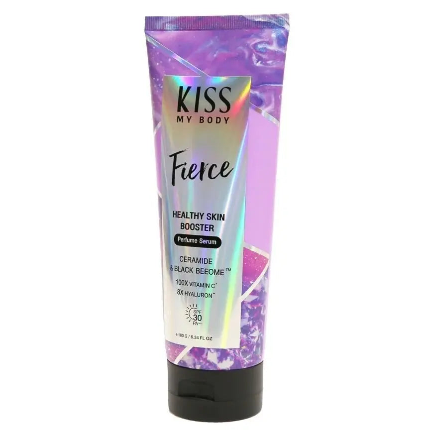 "كريم سيروم كيس ماي بودي هيلثي سكين بوستر برفيوم بمعامل حماية SPF30 PA+++ فيرس، بوزن 180 جم، يجمع بين العناية بالبشرة والعطر، غني بمعامل حماية SPF30 للحماية من الأشعة فوق البنفسجية، يرطب البشرة بعمق ويغذيها مع ترك رائحة جريئة تدوم طويلاً."
نايس ون
امازون
"Kiss My Body Healthy Skin Booster Perfume Serum SPF30 PA+++ Fierce, a 180g lightweight serum combining skincare and fragrance, formulated with SPF30 for UV protection, deeply hydrating and nourishing the skin while leaving a bold, long-lasting scent."