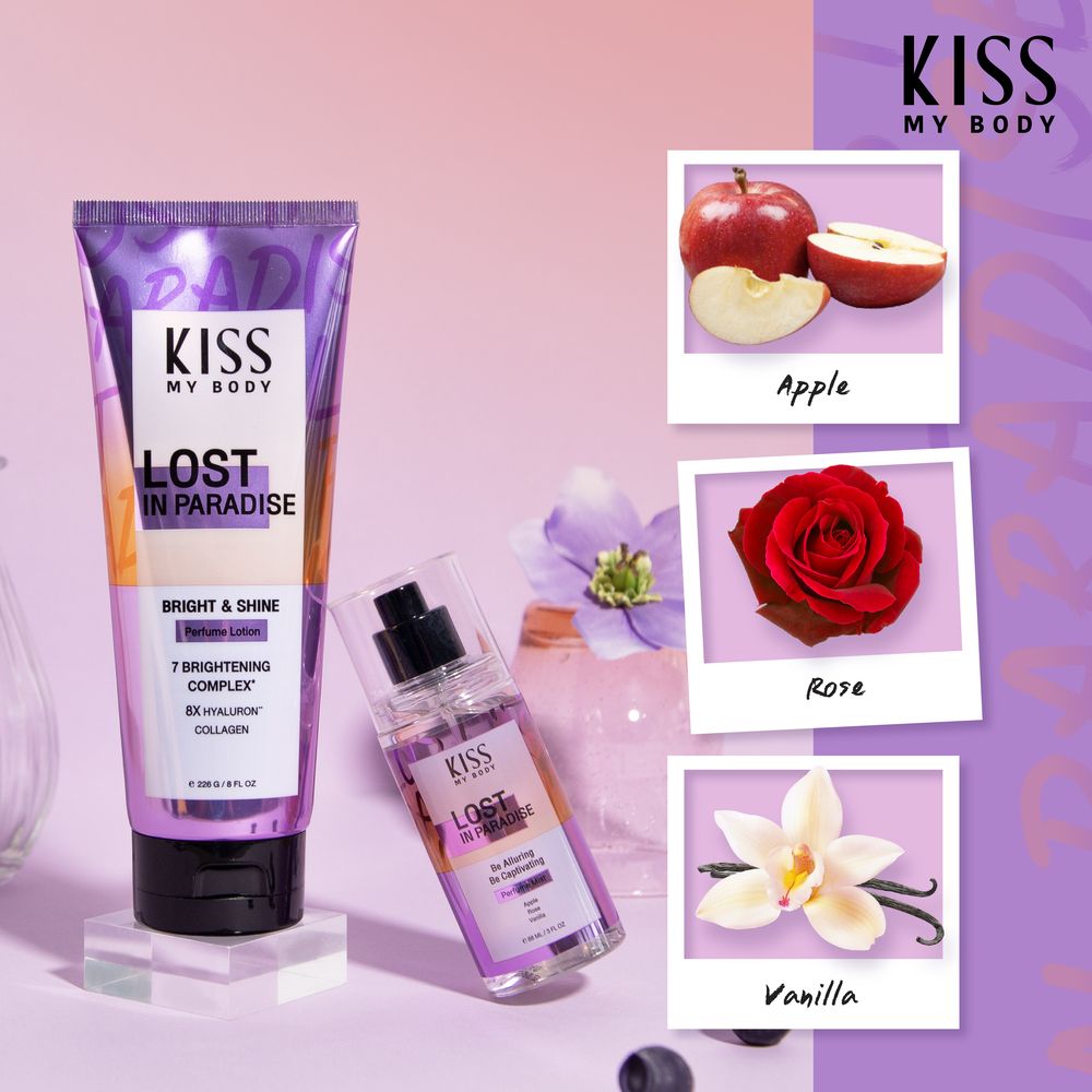 Kiss My Body Bright Shine Perfume Lotion Lost In Paradise 226 G.