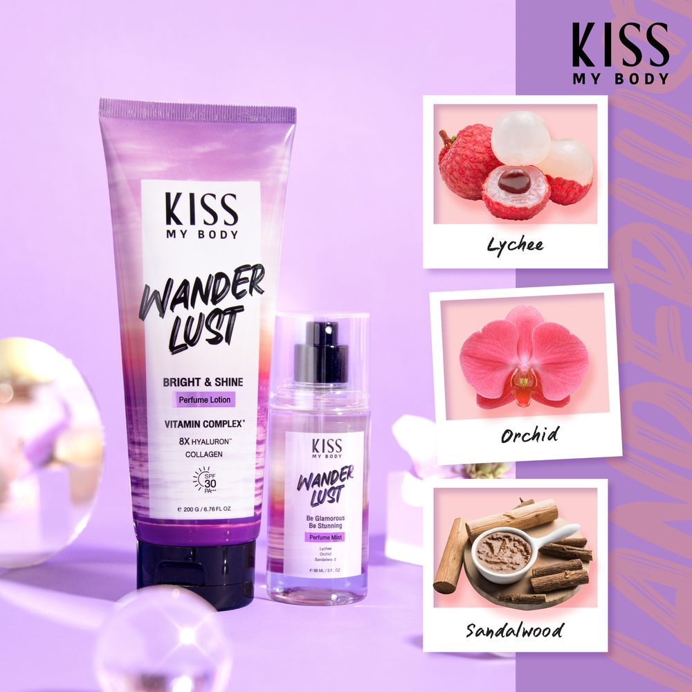 Kiss My Body Kiss My Body Bright Shine Perfume Lotion SPF 30 PA+++ Wanderlust 200 G.