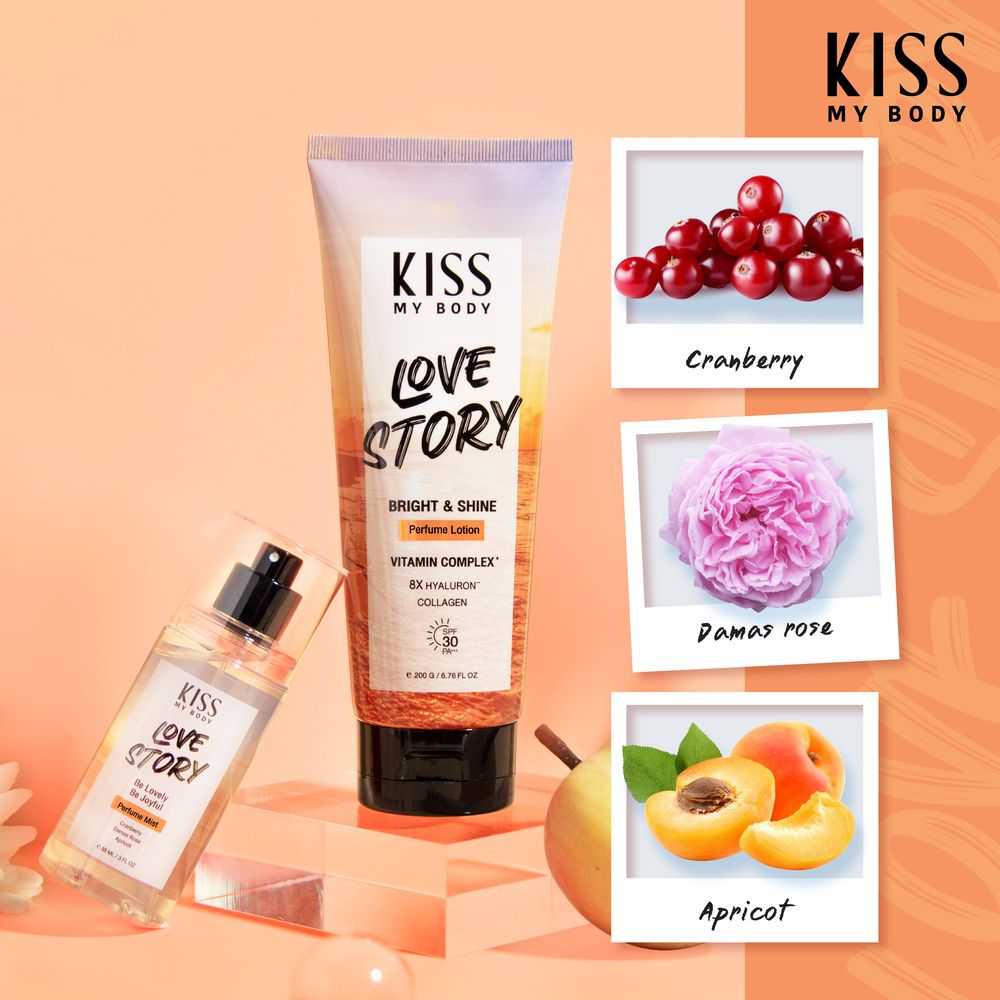 Kiss My Body Bright Shine Perfume Lotion SPF 30 PA+++ Love Story 200 G.