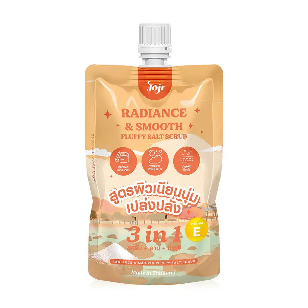 Radiance & Smooth Fluffy Salt Scrub packaging on a white background
