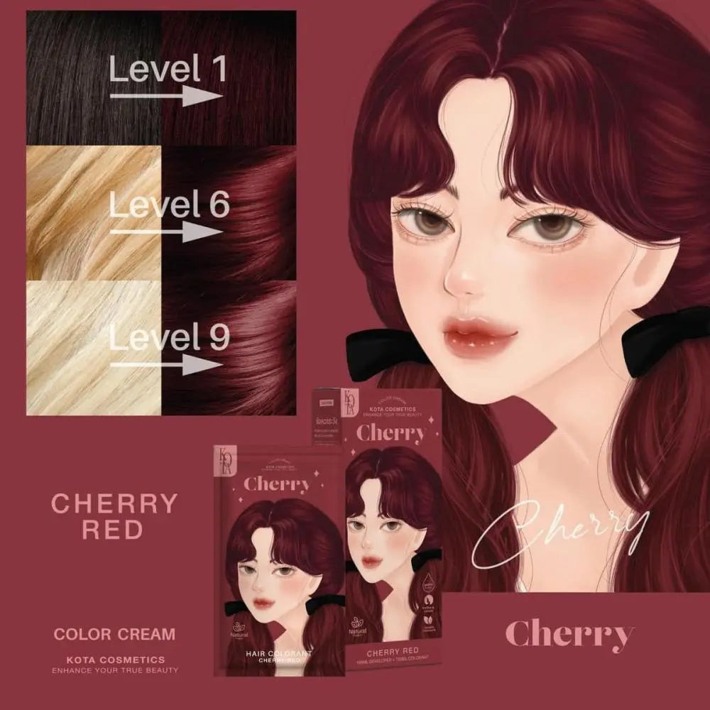 KOTA Color Cream Cherry Red صبغة شعر بمستخلصات طبيعية كرز احمر Goodthings.bkk