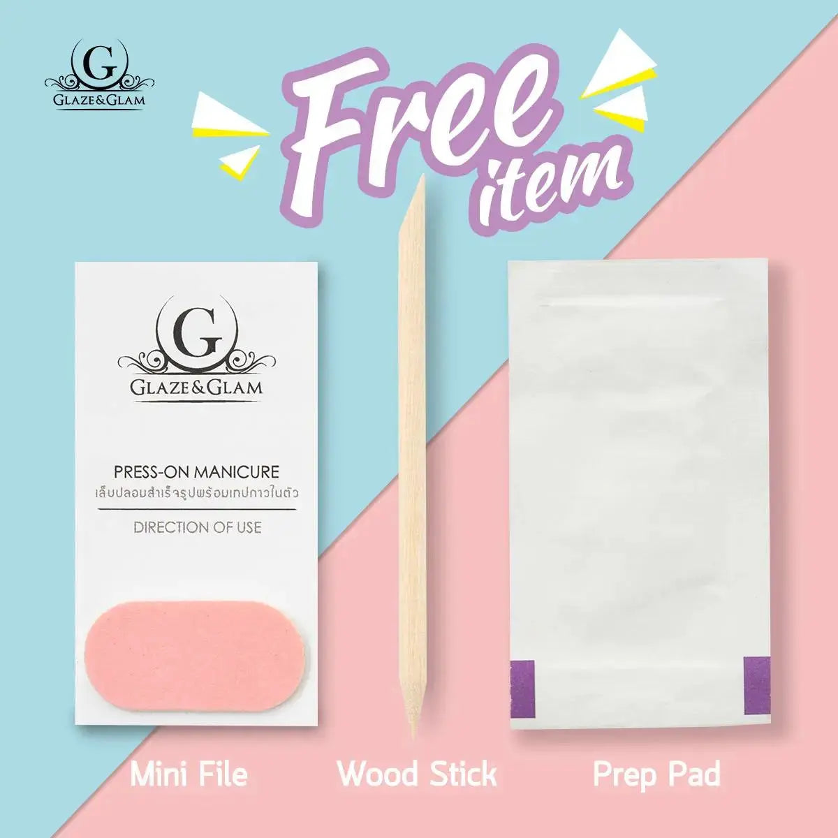 #PM0064 أظافر صناعية لصق ذاتي اللون المتدرج، اللون الأرجواني الباستيل - Goodthings.bkk