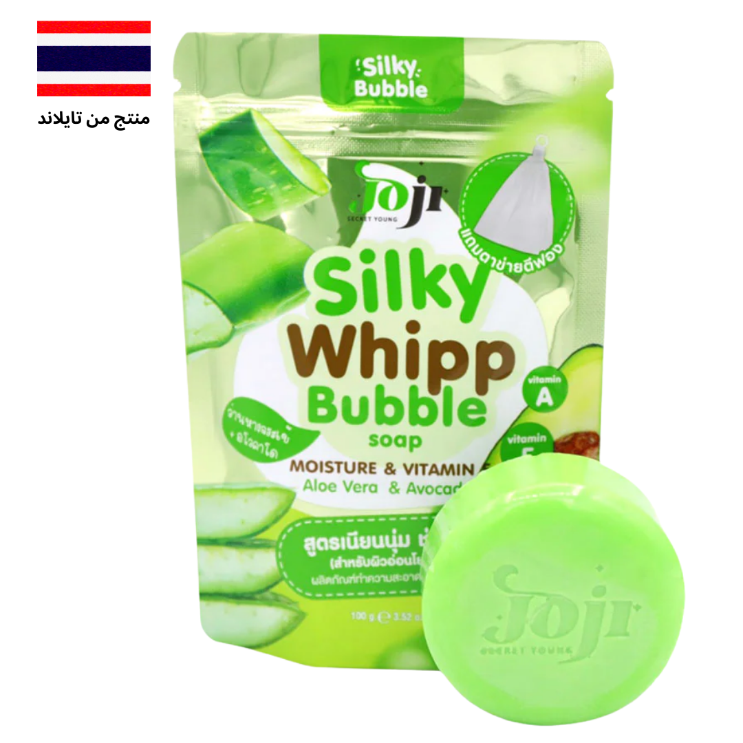 JOJI Secret Young Silky Whipp Bubble Soap Moisture & Vitamin E 100g -  E صابونة جوجي سيكرت يونغ سيلكي ويب الفقاعية بالترطيب وفيتامين