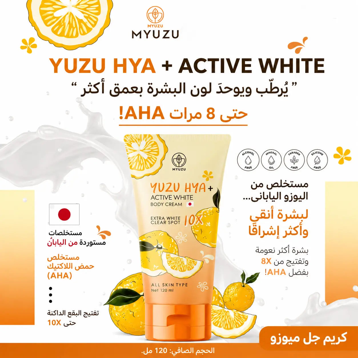 Myuzu Yuzu HYA Active White Clear Spot Gel Cream 120ml – كريم جل ميوزو يوزو HYA لتوحيد لون البشرة وترطيبها Goodthings.bkk
