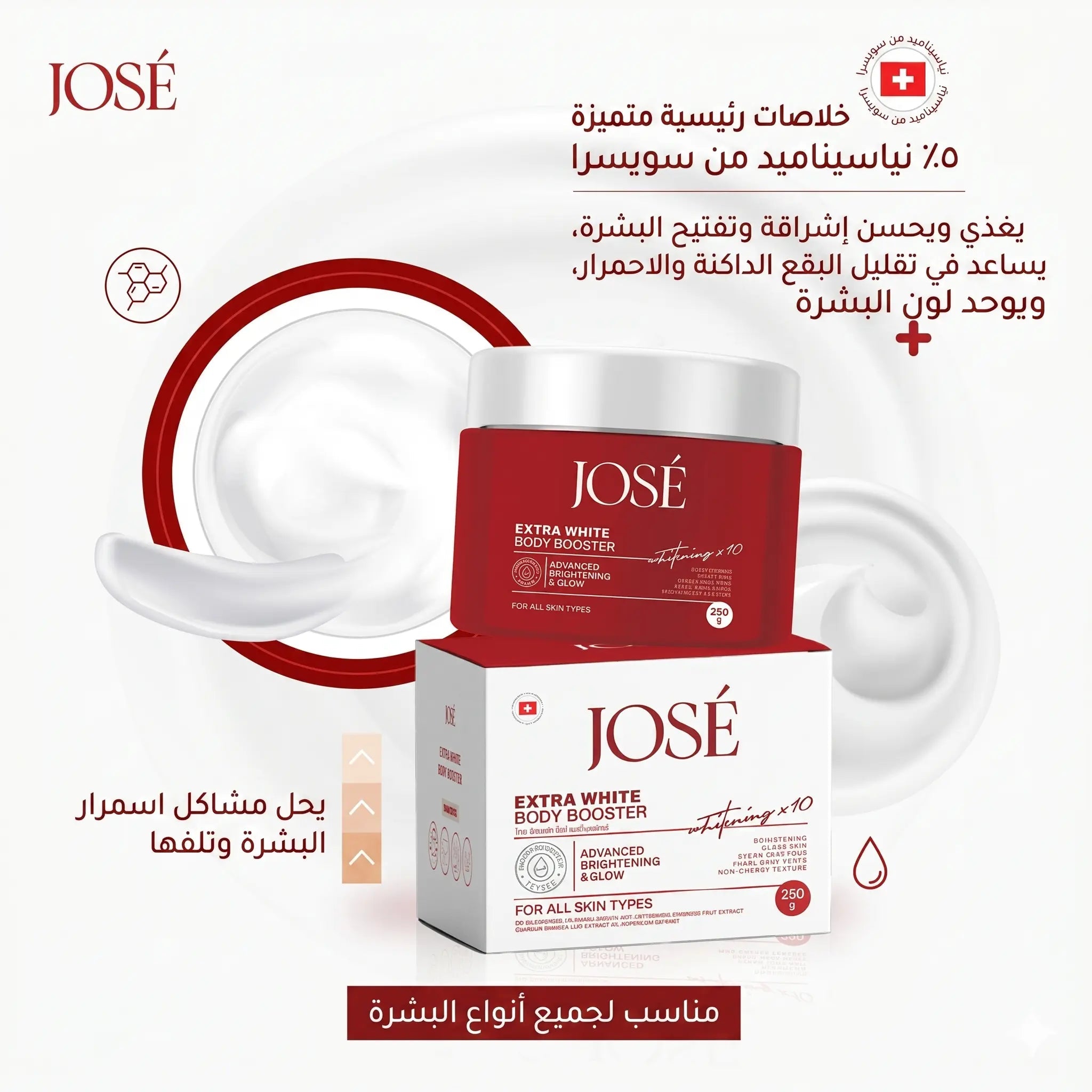 (JOSE Extra White Body Booster) جل معزز التفتيح جوزيه إكسترا وايت | تقشير لطيف وتفتيح فائق - 250 جم Goodthings.bkk