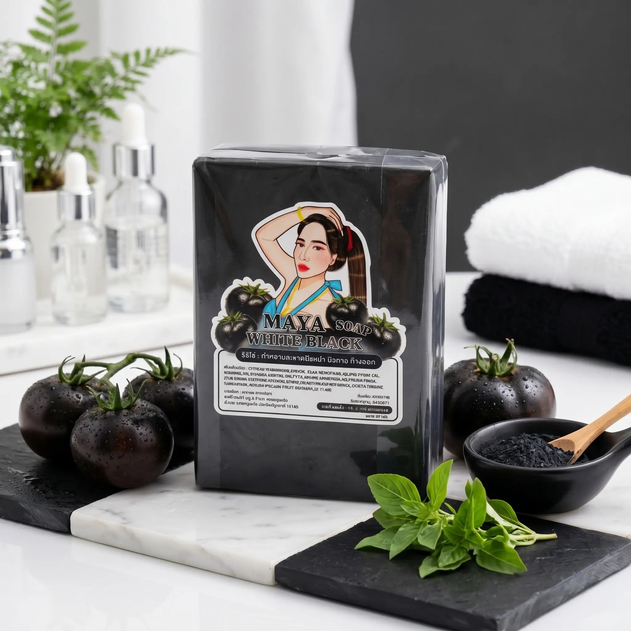 (MaYa Black Soap) صابون مايا بالطماطم السوداء | الإصدار الجديد لتقشير عميق وتفتيح مضاعف Goodthings.bkk