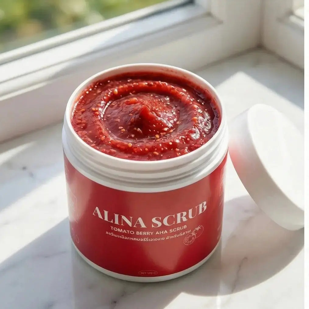 مقشر إيلينا بالطماطم والتوت وأحماض AHA | لتفتيح الجسم وتوريده Goodthings.bkk