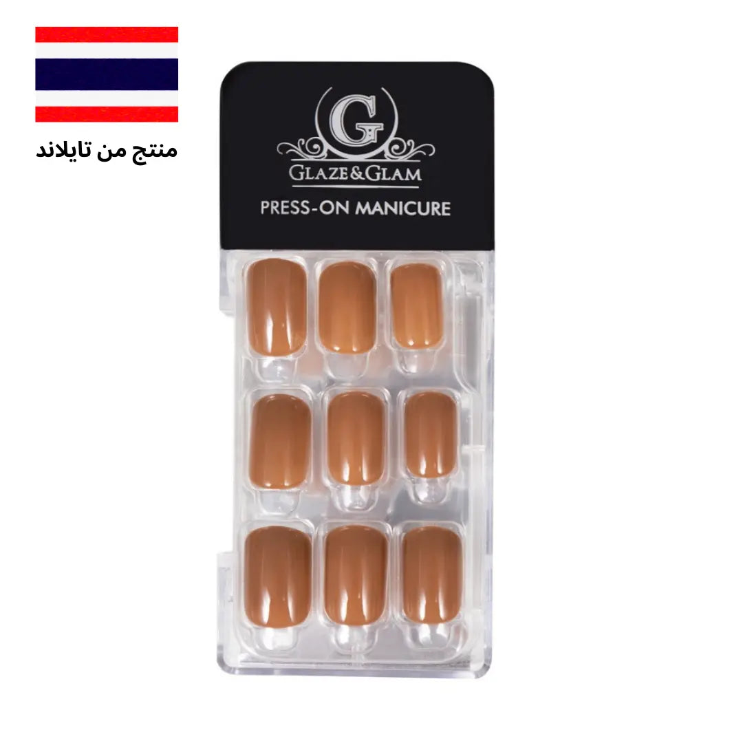 #PM0100  أظافر صناعية لصق ذاتي اللون المتدرج، اللون بني موكا - Goodthings.bkk