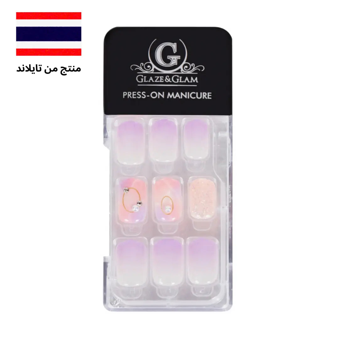 #PM0064 أظافر صناعية لصق ذاتي اللون المتدرج، اللون الأرجواني الباستيل Goodthings.bkk