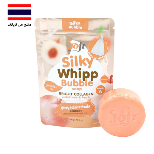 JOJI Secret Young Silky Whipp Bubble Soap Bright Collagen Glutathione & Peach 100g - صابونة جوجي سيكرت يونغ سيلكي ويب الفقاعية بالتفتيح مع الكولاجين والجلوتاثيون والخوخ 100 جم