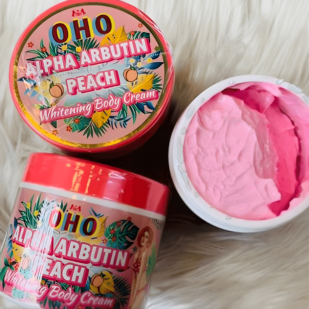 OHO Peach Alpha Arbutin Whitening Body Cream (300g) - أوهو كريم تبييض الجسم بالخوخ وألفا أربوتين Goodthings.bkk