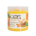 Jar of sugar Gluta Thanaka BHA acne scrub with a white label on a white background