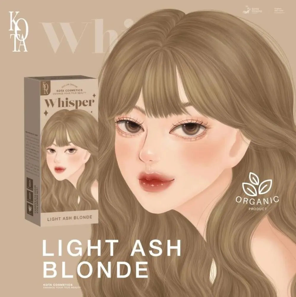 kota cosmetics Whisper (Light Ash Blonde️) صبغة شعر بمستخلصات طبيعية اشقر رمادي فاتح Goodthings.bkk