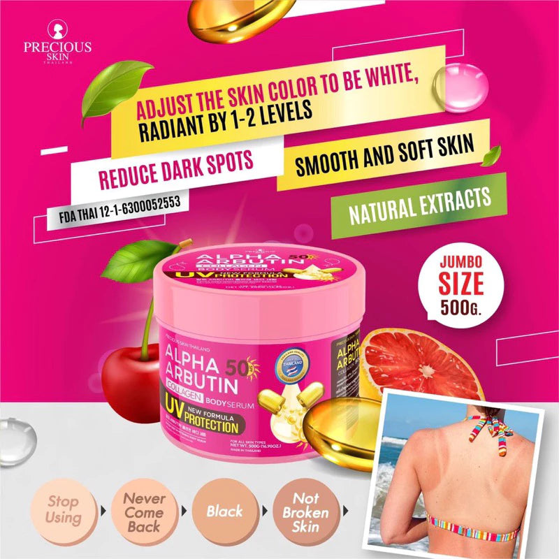 Alpha Arbutin Collagen Body Whitening Cream SPF50++ UV Proection 500g Goodthings.bkk