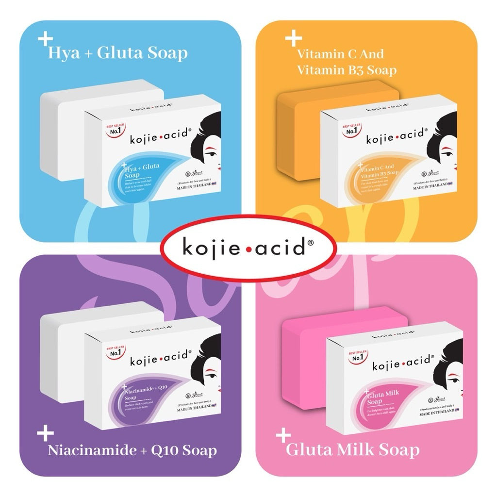 Kojic (تبييض، حب شباب، فيتامين C) صابونة كوجيك لتفتيح وعلاج البشرة | 4 تركيبات متخصصة